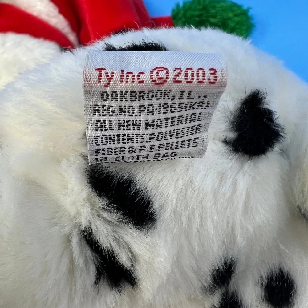Ty‎ Beanie Buddies Dalmatian 12 Inch White Black Christmas Santa Hat Scarf Dog